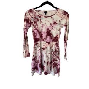 Art Class Girls Long Sleeve Tie Dye Ribbed Dress, Pink, White, Blue Size L 10/12